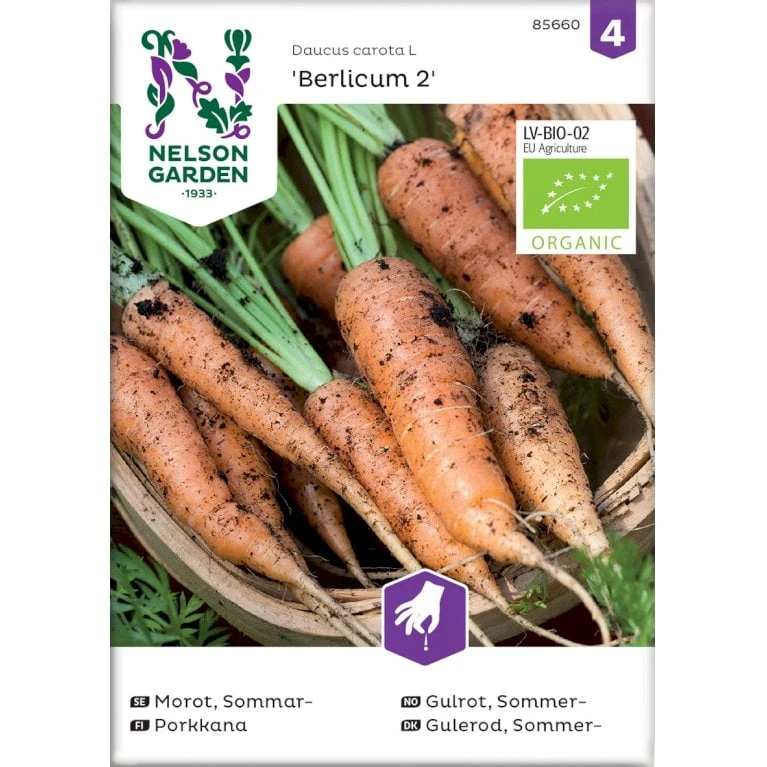 Sommergulerod 'Berlicum 2' Øko Daucus Carota L 'Berlicum 2' Frøpose, Antal Pr. Pakke, Ca. 250 Stk. 3 Sommergulerod 'Berlicum 2' Øko Daucus Carota L 'Berlicum 2' Frøpose, Antal Pr. Pakke, Ca. 250 Stk.